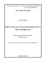 Tóm tắt luận án Phân cấp quản lý ngân sách Nhà nước ở Việt Nam hiện nay