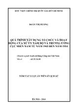Tóm tắt luận án Quá trình xây dựng tổ chức và hoạt động của xứ ủy Nam Bộ và Trung Ương cục Miền Nam từ năm 1945 đến năm 1954
