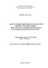 Tóm tắt luận án Quản lý phát triển đội ngũ giảng viên trường cao đẳng nghề đáp ứng nhu cầu đào tạo nhân lực vùng đồng bằng sông Cửu Long