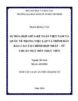 Tóm tắt luận án Sự hòa hợp giữa kế toán Việt Nam và quốc tế trong việc lập và trình bày báo cáo tài chính hợp nhất - Từ chuẩn mực đến thực tiễn