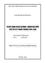 Tóm tắt luận án Tư duy chính trị Hồ Chí Minh - Những đặc điểm chủ yếu và ý nghĩa phương pháp luận