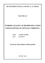 Working quality of higher education intelligentsia in vietnam currently