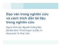 Đạo văn trong nghiên cứu và cách trích dẫn tài liệu trong nghiên cứu