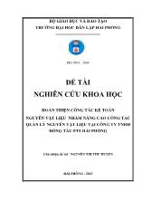 Đề tài Hoàn thiện công tác kế toán nguyên vật liệu nhằm nâng cao công tác quản lý nguyên vật liệu tại công ty TNHH đóng tàu pts hải phòng