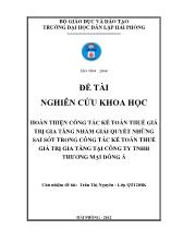 Đề tài Hoàn thiện công tác kế toán thuế giá trị gia tăng nhằm giải quyết những sai sót trong công tác kế toán thuế giá trị gia tăng tại công ty TNHH thương mại Đông Á