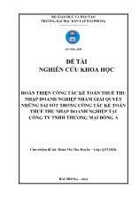 Đề tài Hoàn thiện công tác kế toán thuế thu nhập doanh nghiệp nhằm giải quyết những sai sót trong công tác kế toán thuế thu nhập doanh nghiệp tại công ty TNHH thương mại Đông Á