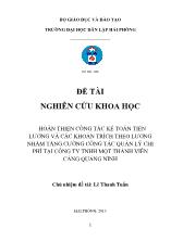 Đề tài Hoàn thiện công tác kế toán tiền lương và các khoản trích theo lương nhằm tăng cường công tác quản lý chi phí tại công ty TNHH một thành viên cảng Quảng Ninh