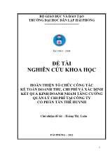 Đề tài Hoàn thiện tổ chức công tác kế toán doanh thu, chi phí và xác định kết quả kinh doanh nhằm tăng cường quản lý chi phí tại công ty cổ phần Tân Thế Huynh