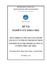 Đề tài Hoàn thiện tổ chức kế toán chi phí sản xuất và tính giá thành sản phẩm góp phần quản trị chi phí tại công ty cổ phần thép Việt Nhật