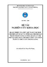 Đề tài Hoàn thiện tổ chức kế toán tập hợp chi phí sản xuất và tính giá thành sản phẩm nhằm tăng cường quản lý chi phí tại nhà máy chế biến thức ăn chăn nuôi và thủy sản Thăng Long