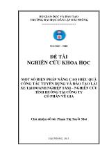 Đề tài Một số biện pháp nâng cao hiệu quả công tác tuyển dụng và đào tạo lái xe tại doanh nghiệp taxi – Nghiên cứu tình huống tại công ty cổ phần Vũ Gia