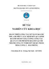 Hoàn thiện công tác kế toán doanh thu, chi phí và xác định kết quả kinh doanh nhằm tăng cường công tác quản lý chi phí kinh doanh tại chi nhánh công ty TNHH một thành viên dược phẩm trung ương 2 – Hải Phòng