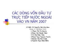 Các dòng vốn đầu tư trực tiếp nước ngoài vào Việt Nam năm 2007