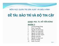 Đề tài Bảo trì và độ tin cậy