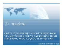 Đề tài Chất lượng tín hiệu và chất lượng dịch vụ: Một nghiên cứu về các chương trình mba trong nước và quốc tế ở Việt Nam