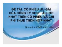 Đề tài Cổ phiếu ưu đãi của công ty con, lãi hợp nhất trên cổ phiếu và chi phí thuế tndn hợp nhất