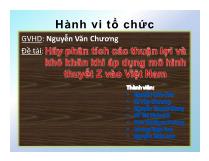 Đề tài Hãy phân tích các thuận lợi và khó khăn khi áp dụng mô hình thuyết Z vào Việt Nam