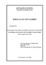 Đề tài Hoạt động cho thuê tài chính tại công ty cho thuê tài chính I, ngân hàng nông nghiệp và phát triển nông thôn Việt Nam