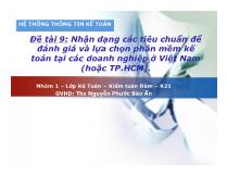 Đề tài Nhận dạng các tiêu chuẩn để đánh giá và lựa chọn phần mềm kế toán tại các doanh nghiệp ở Việt Nam (hoặc TP. Hồ Chí Minh)