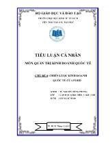 Quản trị kinh doanh quốc tế - Chủ đề 8: Chiến lược kinh doa nh quốc tế của Ford