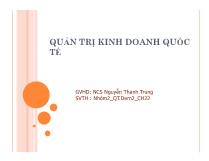 Quản trị kinh doanh quốc tế - Quản trị tài chính giữa công ty mẹ và chi nhánh