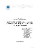 Tiểu luận Môn quản trị chất lượng quá trình áp dụng iso 9001-2008 tại phòng kế hoạch – Cung tiêu tập đoàn Hoa Sen