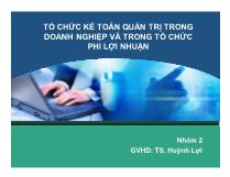 Tổ chức kế toán quản trị trong doanh nghiệp và trong tổ chức phi lợi nhuận