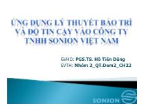 Ứng dụng lý thuyết bảo trì và độ tin cậy vào công ty TNHH Sonion Việt Nam