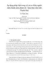 Áp dụng pháp luật trong xét sử sơ thẩm người chưa thành niên phạm tội - Qua thực tiễn tỉnh Thanh Hoá