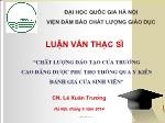 Chất lượng đào tạo của trường cao đẳng dược Phú Thọ thông qua ý kiến đánh giá của sinh viên