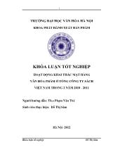 Khóa luận Hoạt động khai thác mặt hàng văn hóa phẩm ở tổng công ty sách Việt Nam trong 2 năm 2010-2011