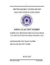 Khóa luận Nghiên cứu kênh phân phối xuất bản phẩm của nhà xuất bản lao động năm 2010 – 2011