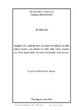 Luận án Nghiên cứu ảnh hưởng của một số thông số đến chất lượng sản phẩm và tiêu thụ năng lượng của máy trộn thức ăn chăn nuôi kiểu nằm ngang