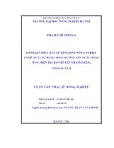 Luận văn Ðánh giá hiệu quả sử dụng đất nông nghiệp và đề xuất sử dụng theo hướng sản xuất hàng hoá trên địa bàn huyện Thanh Liêm, tỉnh Hà Nam