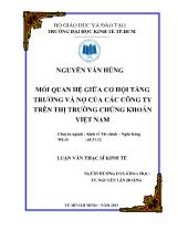 Luận văn Mối quan hệ giữa cơ hội tăng trưởng và nợ của các công ty trên thị trường chứng khoán Việt Nam