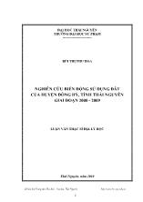 Luận văn Nghiên cứu biến động sử dụng đất của huyện Đồng Hỷ, tỉnh Thái Nguyên giai đoạn 2000-2009