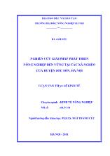 Luận văn Nghiên cứu giải pháp phát triển nông nghiệp bền vững tại các xã nghèo của huyện Sóc Sơn, Hà Nội