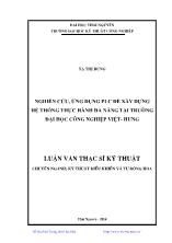 Luận văn Nghiên cứu, ứng dụng PLC để xây dựng hệ thống thực hành đa năng tại trường đại học công nghiệp Việt - Hung