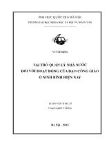 Luận văn Vai trò quản lý nhà nước đối với hoạt động của đạo công giáo ở Ninh Bình hiện nay