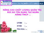 Nâng cao chất lượng quản trị rủi ro tín dụng tại ngân hàng TMCP