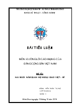 Tiểu luận Hai mươi năm quan hệ ngoại giao Việt – Mĩ