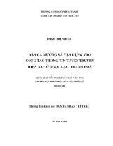 Tóm tắt Khóa luận Dân ca Mường và vận dụng vào công tác thông tin tuyên truyền hiện nay ở Ngọc Lặc, Thanh Hóa