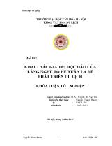 Tóm tắt Khóa luận Khai thác giá trị độc đáo của làng nghề Tò He - Xuân La để phát triển du lịch