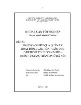 Tóm tắt Khóa luận Nâng cao hiệu quả quản lý hoạt động văn hóa giáo dục ở di tích lịch sử Văn Miếu - Quốc Tử Giám, Thành phố Hà Nội