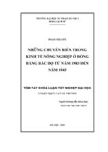 Tóm tắt khóa luận Những chuyển biến trong kinh tế nông nghiệp ở đồng bằng Bắc Bộ từ năm 1983 đến năm 1945