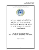 Tóm tắt Khóa luận Phát huy vai trò của già làng, trưởng họ trong xây dựng đời sống văn hóa người H'Mông xã Lùng Tám, huyện Quản Bạ, tỉnh Hà Giang