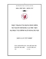 Tóm tắt Khóa luận Thực trạng ứng dụng phần mềm mã nguồn mở Koha tại thư viện Đại học Tài chính ngân hàng Hà Nội