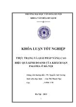 Tóm tắt khóa luận Thực trạng và giải pháp nâng cao hiệu quả kinh doanh của khách sạn Paloma ở Hà Nội