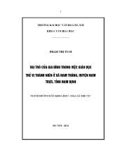 Tóm tắt Khóa luận Vai trò của gia đình trong việc giáo dục trẻ vị thành niên ở xã Nam Thắng, huyện Nam Trực, tỉnh Nam Định