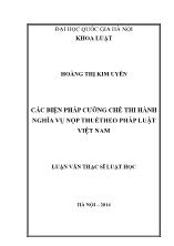 Tóm tắt luận văn Các biện pháp cưỡng chế thi hành nghĩa vụ nộp thuế theo pháp luật Việt Nam